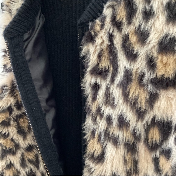 J.Crew Girls Leapard Faux Fur Sweater Vest with front zipper - Picture 5 of 8
